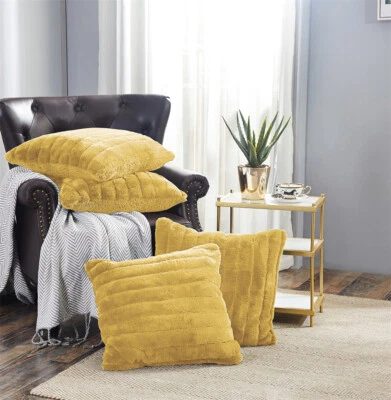 Fundas de almohada decorativas de piel sintética a rayas con respaldo de sherpa juego de 2/4 regalo Foto 1 de 4