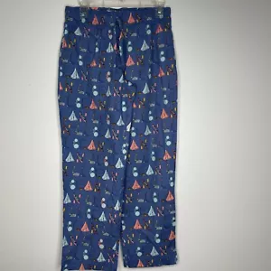 LL Bean Pajama Pants Blue Sz XS Camping Fishing Canoe Tent Draw String PJ Lounge - Picture 1 of 8
