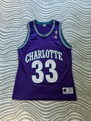 Vintage 90s Champion NBA Charlotte Hornets Alonzo Mourning #33 Jersey Size 40 - Image 1 of 4