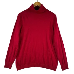 Sarah Spencer Italian Merino Wool Sweater Sz 2X Red Turtleneck Pullover Classic - Picture 1 of 8