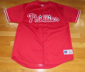 Vintage Russell Athletics PHILADELPHIA PHILLIES Button-Down (XL) Baseball Jersey - Picture 1 of 6