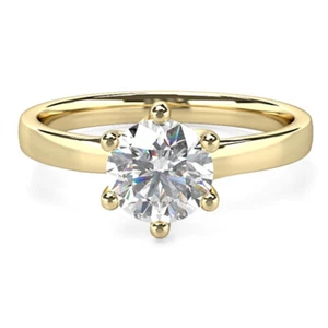 2.00 Ct Round Simulated Diamond Engagement Ring 14K Solid Yellow Gold Size 6 7 - Picture 1 of 5