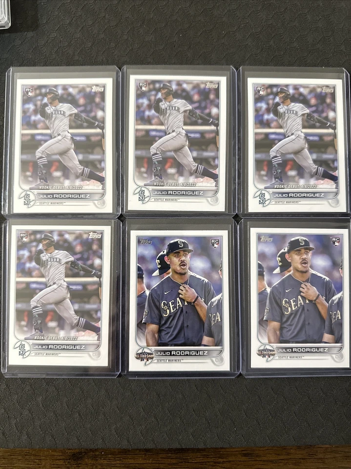 2022 Topps Update Series Julio Rodriguez Rookie Debut US97 X4, ASG- 26 X2 Lot - Image 1 of 2