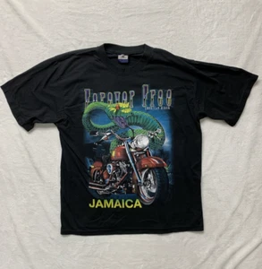 Vintage Broadway Mens xxl Forever Free Jamaica Snake Motorcycle T Shirt  Biker - Picture 1 of 6