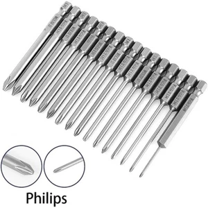 75mm - 120mm Long Magnetic Screwdriver Power Drill Bit Set Pozi Philips 1/4" Hex - Picture 1 of 40