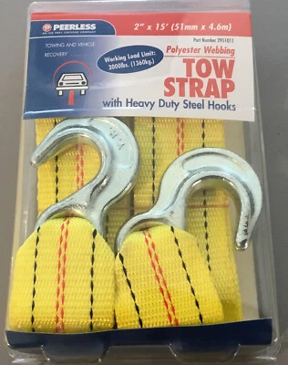 Peerless  2"X15' TOW STRAP W/HOOKS 9000 lbs -1/PAK, 2951011 Foto 1 de 4