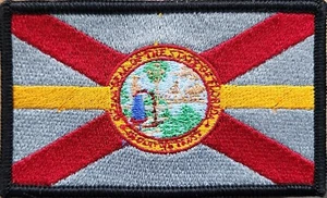 FLORIDA STATE Flag  Patch W/ Hook & Loop Fastener Thin Gold Gray Version - Picture 1 of 1