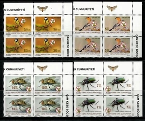 2024 UNMOUNTED MINT BIRDS AND INSECTS- TURKISH CYPRUS STAMPS - BLOCK OF 4 - Picture 1 of 2