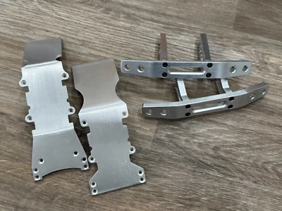 T-Maxx or E-Maxx Silver  Anodized Billet Aluminum Skid Plate + Bumper F&R - Image 1 of 4