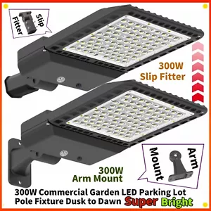 300W LED Parking Lot Light Replace 1000W Halide-LED Shoebox Light with photocell - Picture 1 of 39