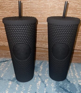 Starbucks BLACK MATTE Studded Cold Tumbler Venti 24oz Spike w/Straw -NEW 2 - Picture 1 of 4
