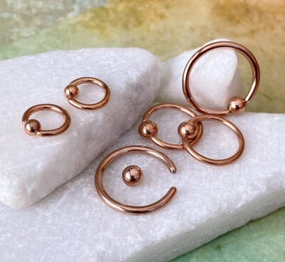PAR de anillos de cuentas cautivas de oro rosa para pezón, tabique, hélice, piercings Tragus de CBR Foto 1 de 4