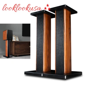 Bookshelf Floor Speaker Stands 1Pair Wood Column Home Theater Speaker Bookshelf - Picture 1 of 11