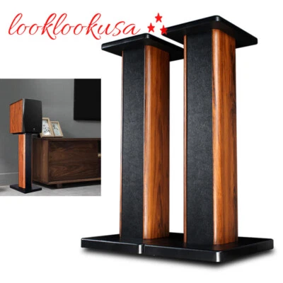 Bookshelf Floor Speaker Stands 1Pair Wood Column Home Theater Speaker Bookshelf - Image 1 of 4