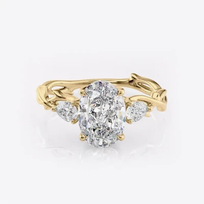 1.90 Ct IGI Lab Created Oval Cut Diamond Wedding Ring 18k Yellow Gold  5 6 - Image 1 of 4