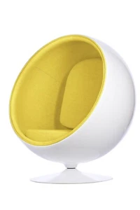 Retro Ball Chair with Cashmere Wool Upholstery (Yellow) - Picture 1 of 9