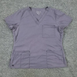 Camisa Médica Maevn Para Mujer Gris Mediana Manga Corta Bolsillo Uniforme Elastizada - Imagen 1 de 14