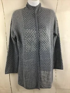 J.Jill Pure Jill Patchwork Jacquard Topper Cardigan Heathered Blues Sz. XS - Picture 1 of 18