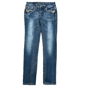 Grace in LA Womens Jeans Size 26 Skinny Stretch Bling Rhinestone Pockets - Picture 1 of 11