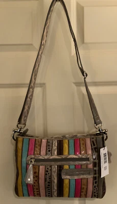 Nuevo Bolso Bandolera Cartera Madi Claire Cuero Genuino Lujo Rayas Foto 1 de 4