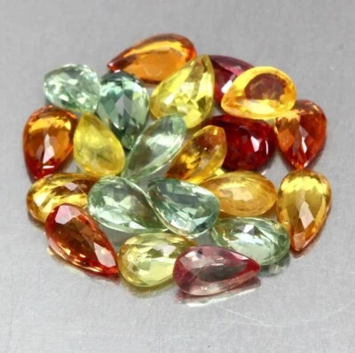 Juego de 19 piezas de piedras preciosas de zafiro natural de 5 quilates SI a VVS, corte pera, África Foto 1 de 3