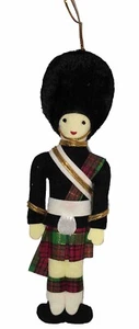 Vtg Felt Tartan Plaid Bearskin Scots Scottish Guard Kilt Doll Christmas Ornament - Picture 1 of 7