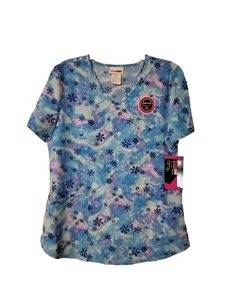 Ethical fabric Performance Stretch Scrub top Large W/Pockets NWT Snowflakes ❄️  - Picture 1 of 12