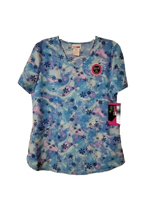 Ethical fabric Performance Stretch Scrub top Large W/Pockets NWT Snowflakes ❄️  - Image 1 of 4