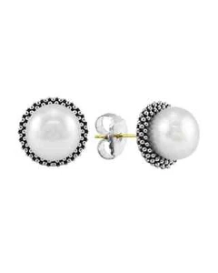 Lagos Sterling Silver Luna Cultured Pearl Earrings - Picture 1 of 6