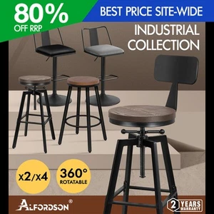ALFORDSON Bar Stools Kitchen Wooden Swivel Leather Metal Dining Chair x2/x4 - Picture 1 of 94