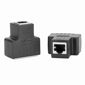 2x Ethernet Cable Adapter 1-in 2-out RJ45 Female Interface LAN Connector Cabl FY - Afbeelding 1 van 24