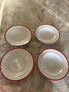 4 cuencos Williams Sonoma Brasserie con borde rojo de 9 pulgadas - Imagen 1 de 7