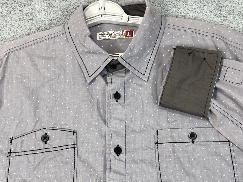 Sovereign Code Shirt Mens Large Gray Dot Wickford Long Sleeve Button Up SCW150LS - Image 1 of 4