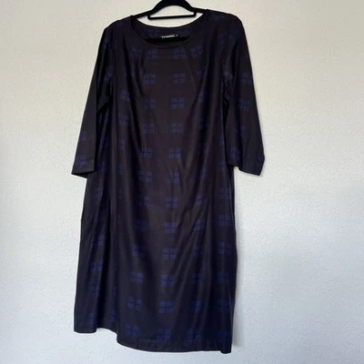 Vestido Estampado Marimekko Ikkuna Azul Marino Minimalista Geométrico Manga 3/4 Finlandia Foto 1 de 4