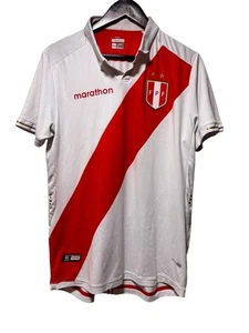 PERU 2019 HOME FOOTBALL SHIRT SOCCER JERSEY MEN Size L MARATHON Futbol Nacional - Picture 1 of 10