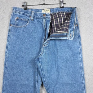 Pantalones de mezclilla LL Bean para hombre 34x30 lavado a la piedra ajuste tradicional forrados de franela 100 % algodón - Imagen 1 de 8