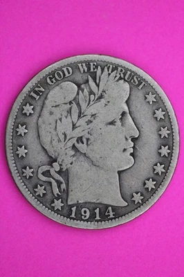 1914 S Barber Liberty Silver Half Dollar Guaranteed Authentic Genuine Coin 2344 - Image 1 of 3