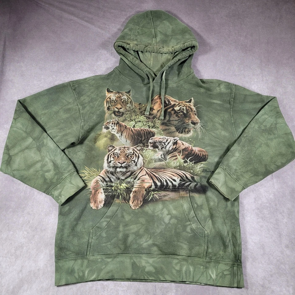 Sudadera con Capucha The Mountain Para Hombre Mediana Verde Tigre Naturaleza Pullover Sudadera Polar Foto 1 de 4