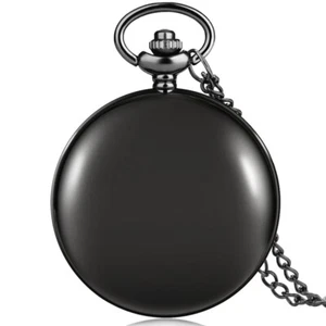 Orologio da Tasca Quarzo Liscio Nero con Catena Quadrante Bianco Regalo per Uomo e Donna - Foto 1 di 8