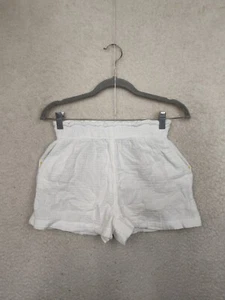 H M Women Short Extra Small White 100% Cotton Pull On Elastic Waist Casual Fit - Picture 1 of 18