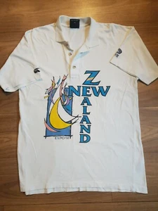 Vintage Canterbury New Zealand T Shirt Mens Medium M Large White EXPO 1992 Polo - Picture 1 of 9