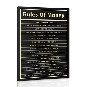 Motivierende Wandbilder für Büro - Regeln des Geldes inspirierende Zitate, Rahmen... - Bild 1 von 6