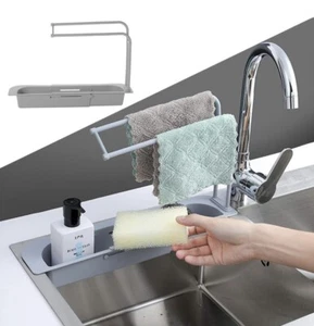 Sink Rack Telescopic Holder Expandable Storage Drain Kitchen Shelf Sponge Basket - Picture 1 of 4