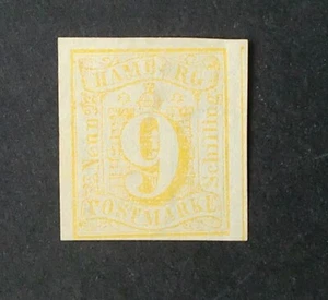 1859 Mi: 250,- MiNr 7 Wappen 9 S orangegelb breitrandig ungebraucht o.G. Luxus - Bild 1 von 4