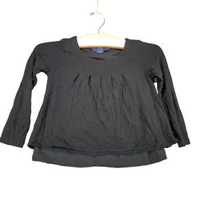 Polo Ralph Lauren Girls Pleated Top Toddler Black 4/4T Long Sleeve Overlay Hem - Picture 1 of 12