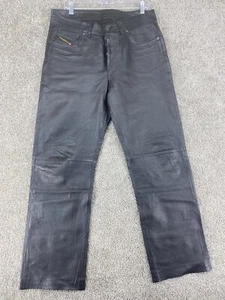 Diesel Industry 100% Black Leather Pants Lined Motorcycle Biker Size 33X28 - Bild 1 von 17