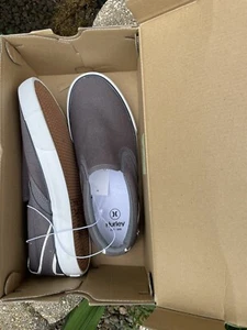 New Hurley Men's Arlo Canvas Low Top Slip On Shoes Gray/ White Size 8.5 US - Picture 1 of 11