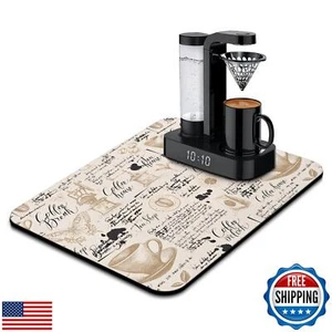 Coffee Bar Mat Accessories for Countertop Absorbent Hide Stain Rubber Backed - Picture 1 of 5