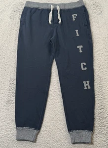 Vintage Abercrombie & Fitch Mens Sweatpants Large Joggers Big Spell Out Blue - Picture 1 of 13