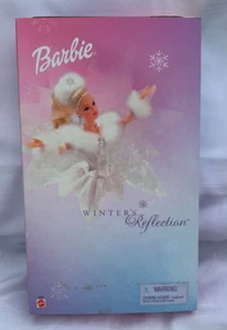 NIB 2002 Winter's Reflection Barbie Doll Blonde Hair White Snowflake Dress 55682 - Picture 1 of 9